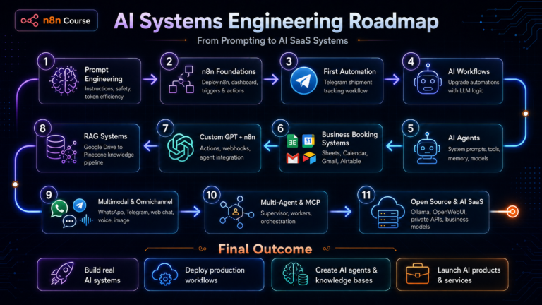 Course Roadmap لبرنامج N8N AI Systems Engineering